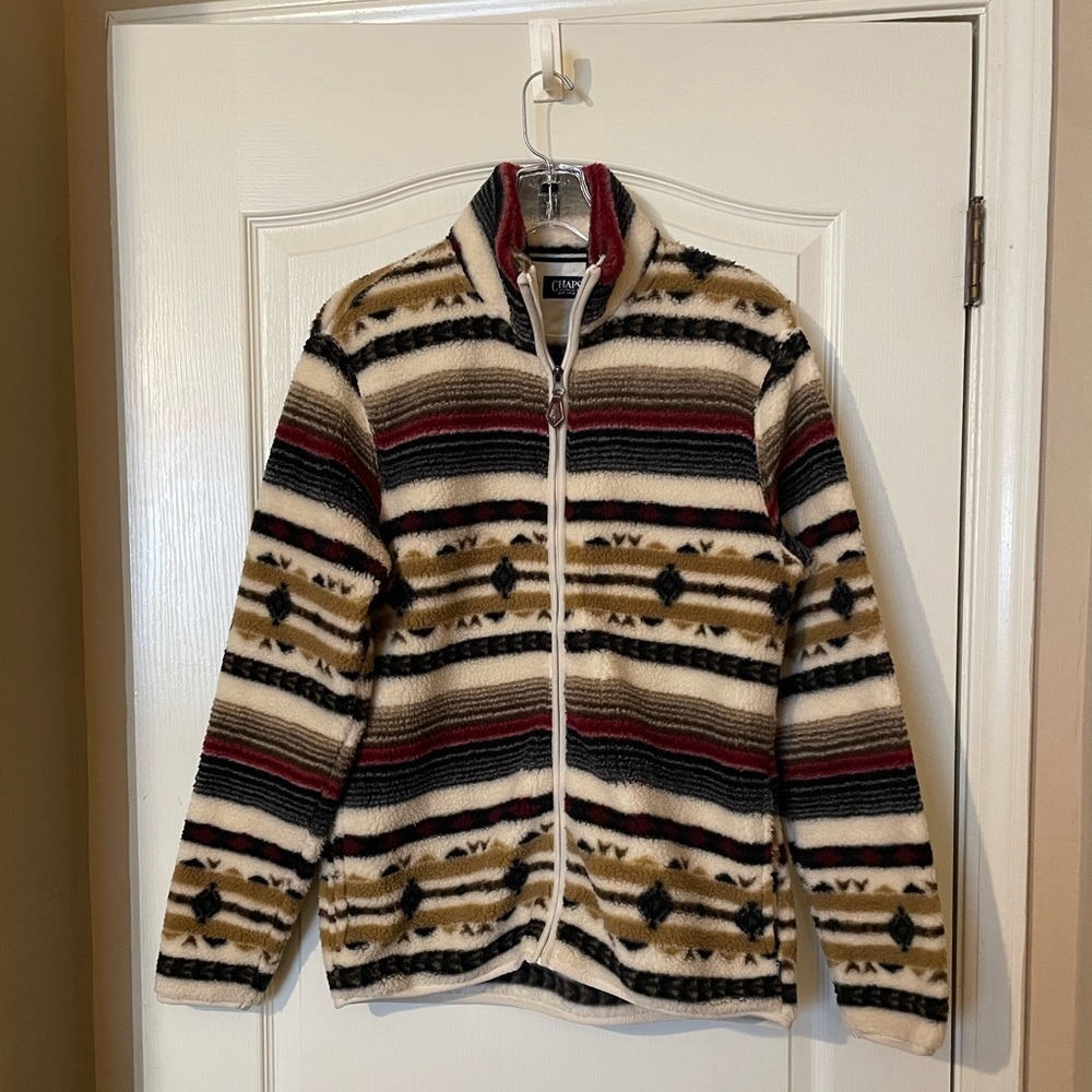 Chaps Sport Aztec Southwest Fleece Jacket Full Zip Women’s Size S Long Sleeve